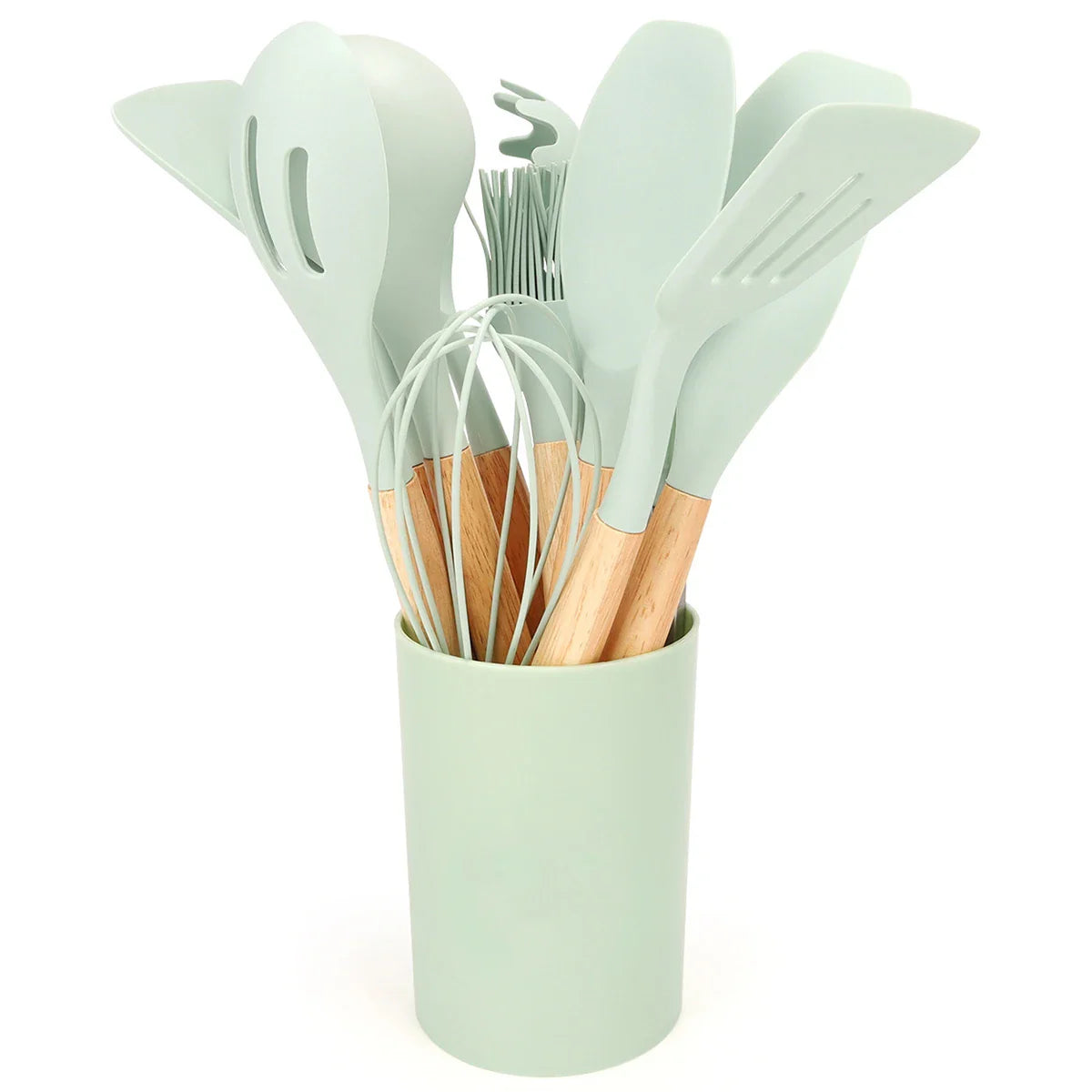 12Pcs Silicone Kitchen Utensil Set with Storage Bucket-7