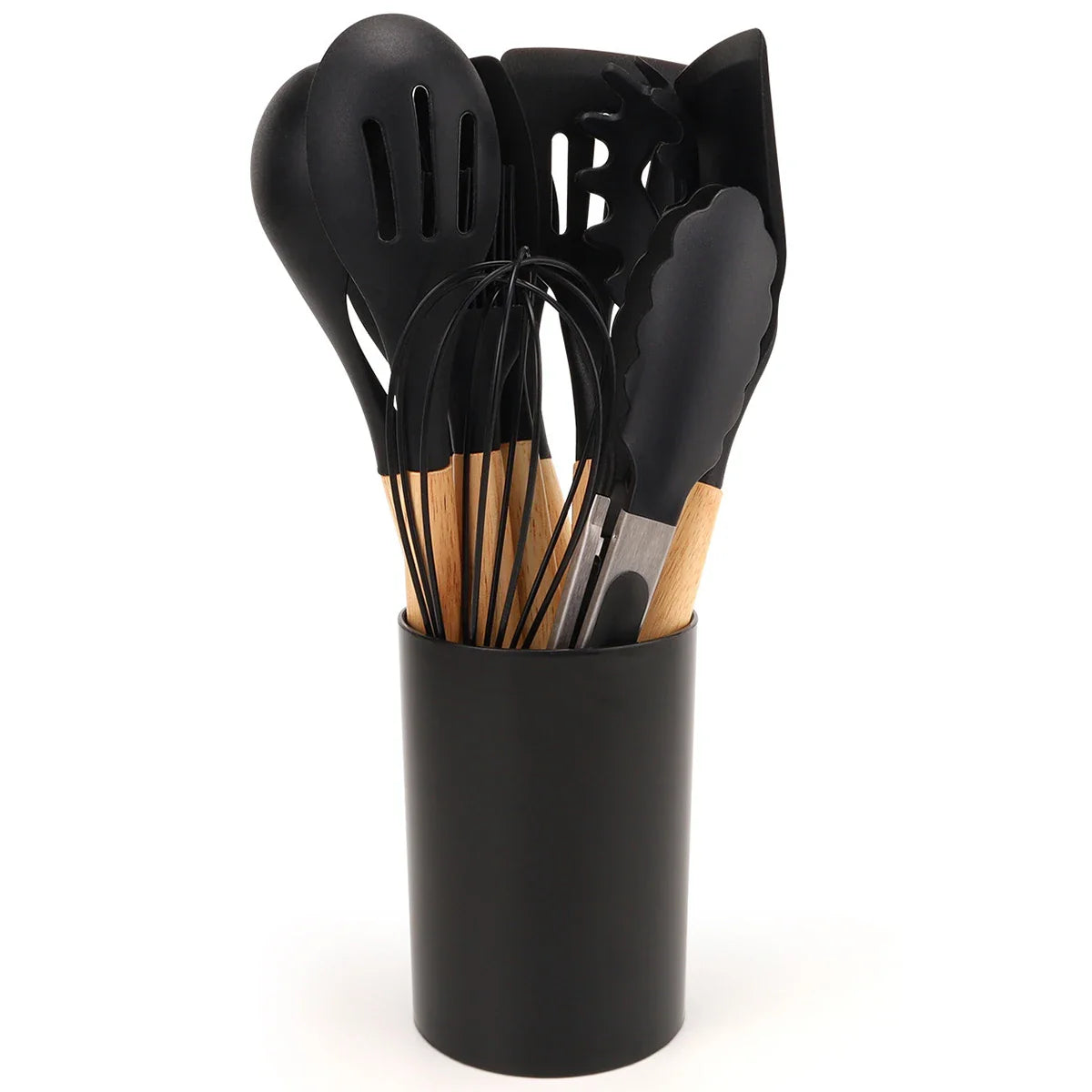 12Pcs Silicone Kitchen Utensil Set with Storage Bucket-9