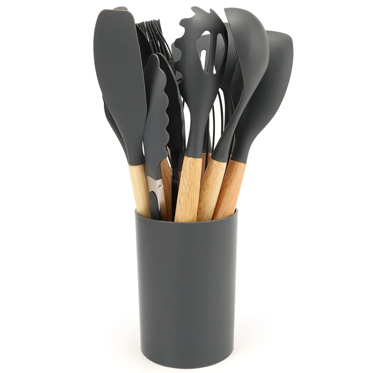 12Pcs Silicone Kitchen Utensil Set with Storage Bucket-10