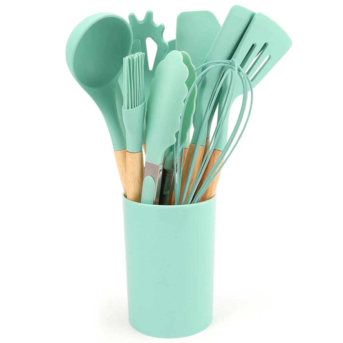12Pcs Silicone Kitchen Utensil Set with Storage Bucket-11