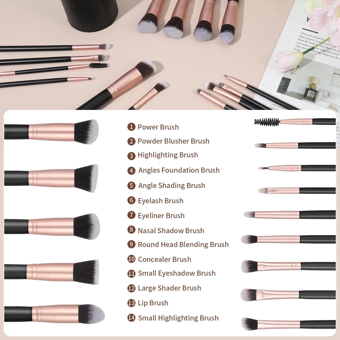 14PCS Premium Makeup Brushes Set-4