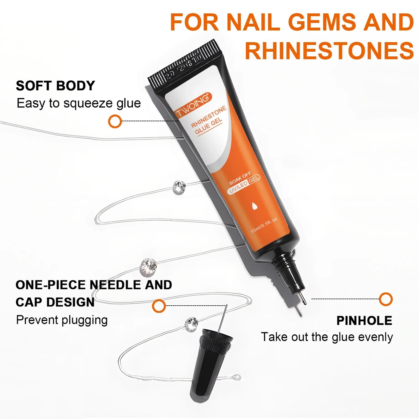 15mL Gel Nail Glue for Rhinestones and Gems-3