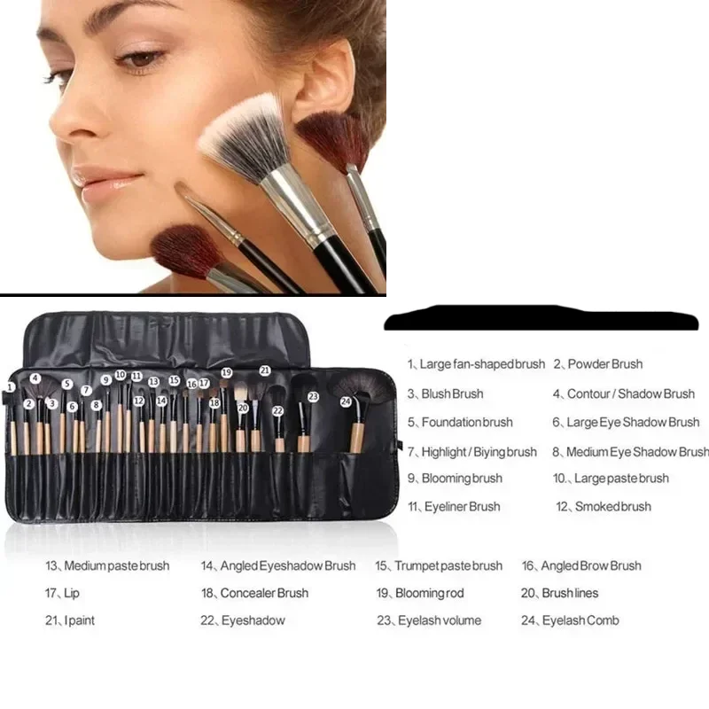 24 Piece Makeup Brush Set With Free Gift Bag-4