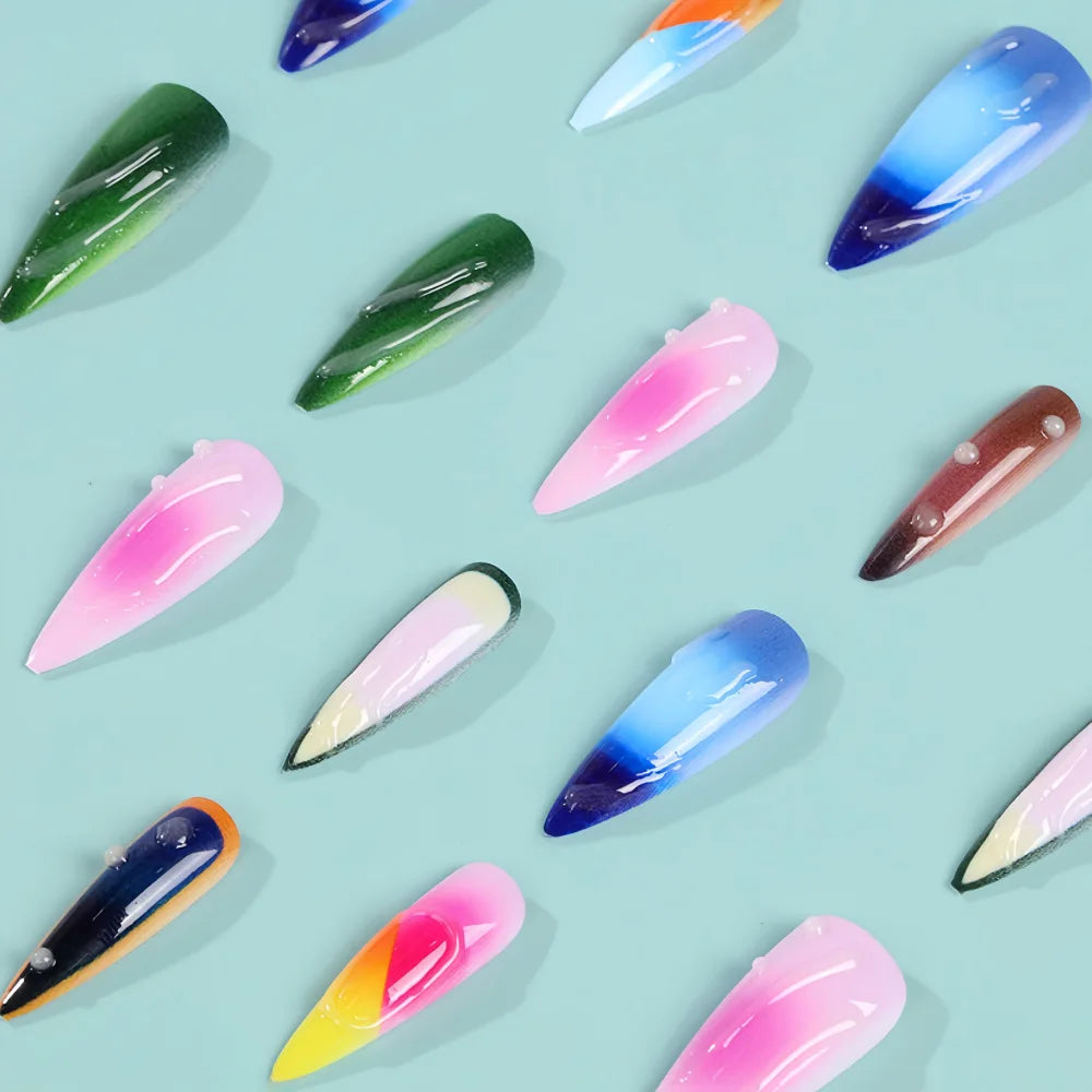 24pcs Color Almond Press On Nails Set-1