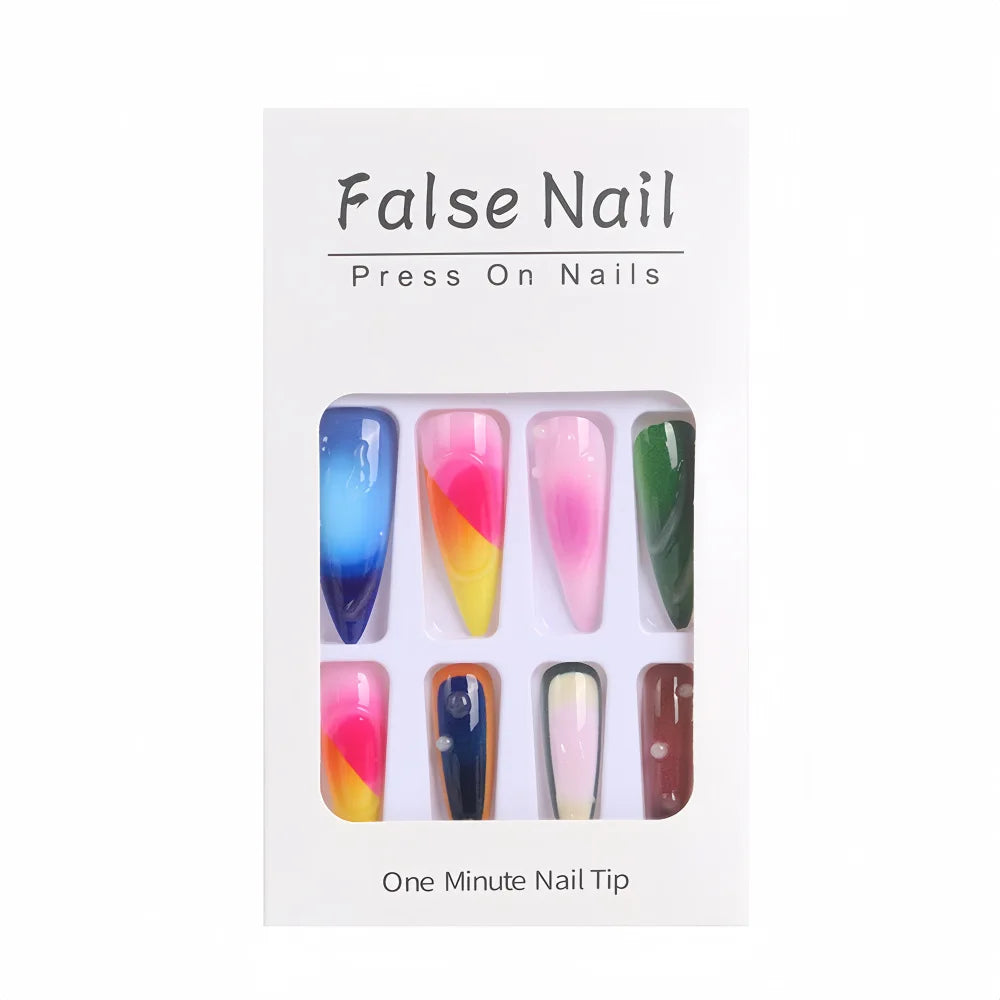 24pcs Color Almond Press On Nails Set-4