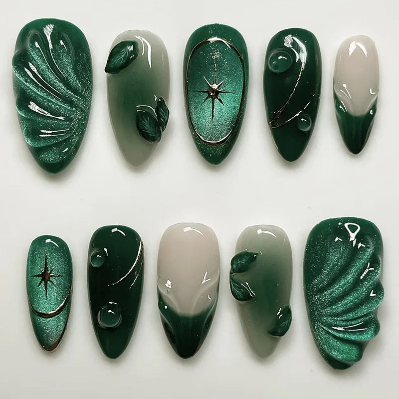 24pcs French Almond Press On Nails-6