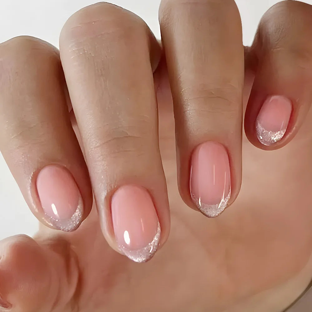 24pcs French Almond Press On Nails-9