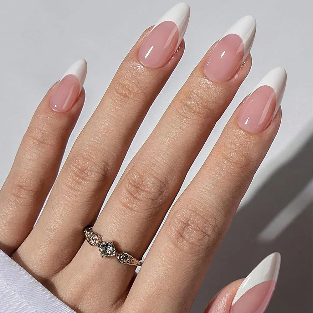 360 Pcs Glossy Pink French Nail Tips-2