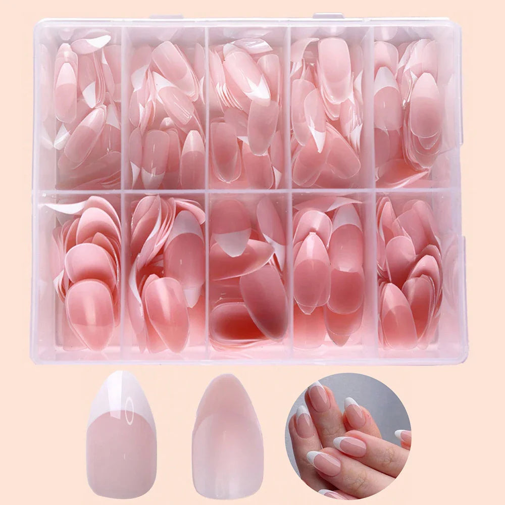360 Pcs Glossy Pink French Nail Tips-3