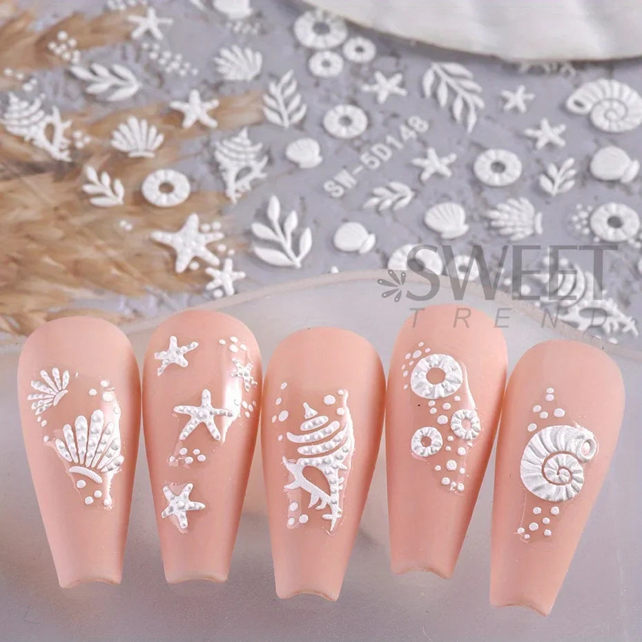 5D Jellyfish Beach Nail Stickers Set-4