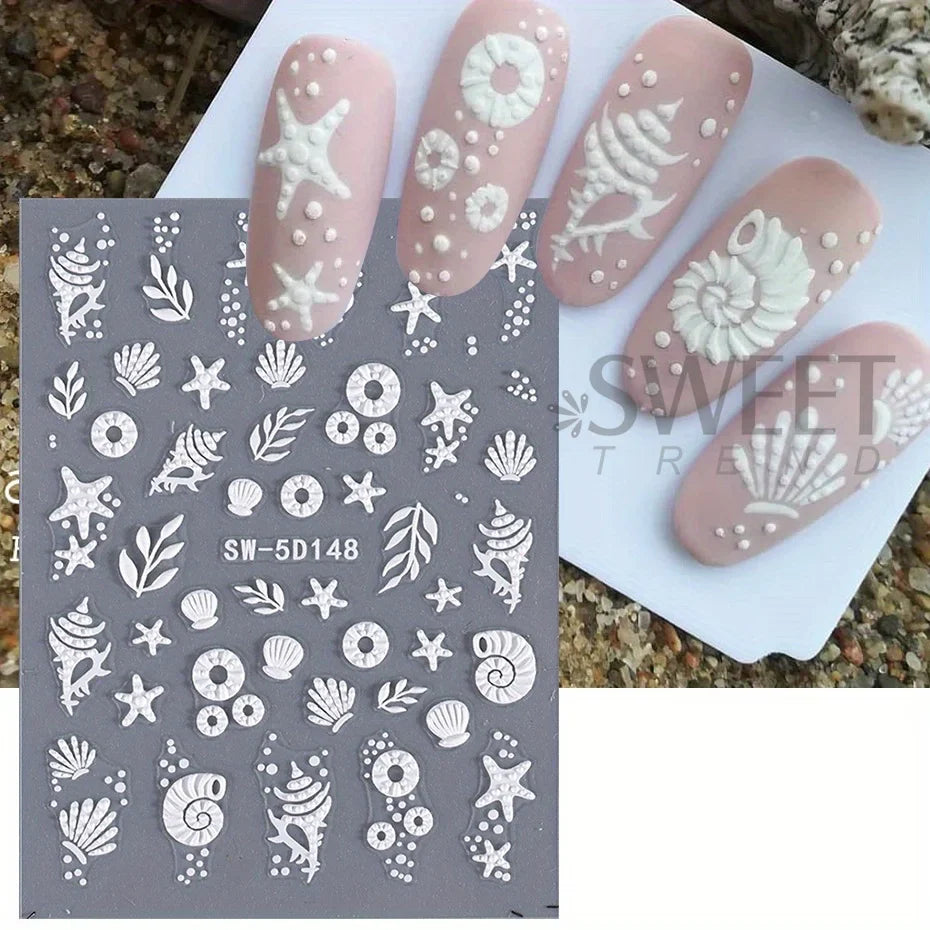 5D Jellyfish Beach Nail Stickers Set-5