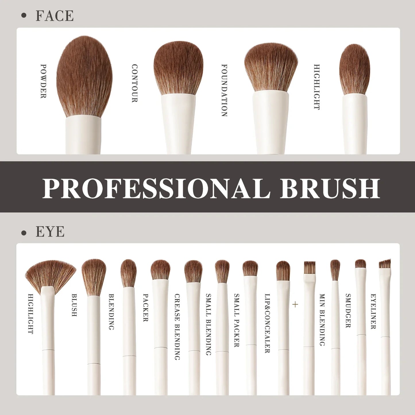 Beili 15 PCS Beige Makeup Brush Set-4