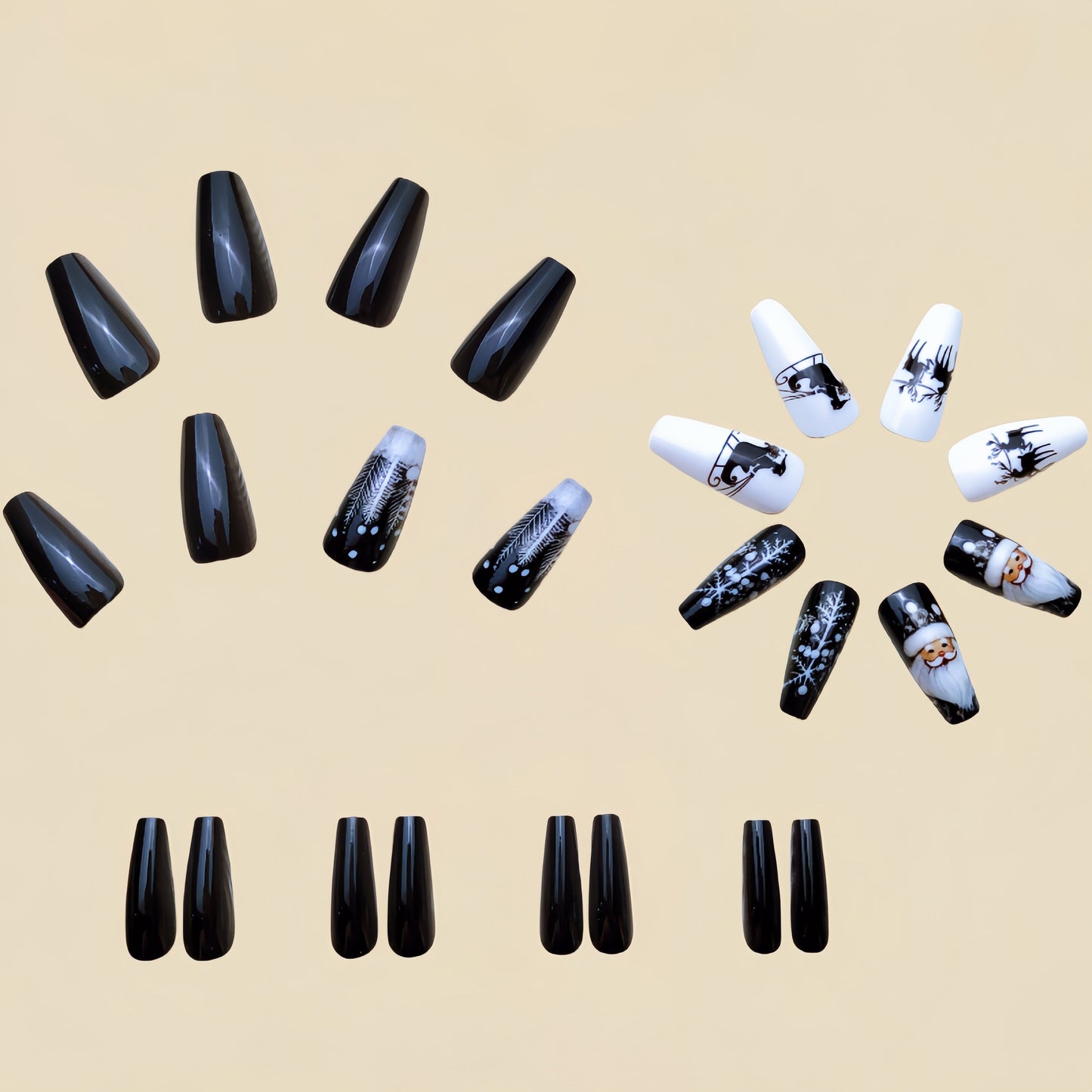Black Glitter Ballet Nail Tips-3