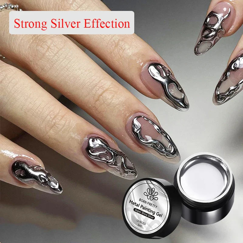 Born Pretty 5ml Metallic Silver Gel Polish-0