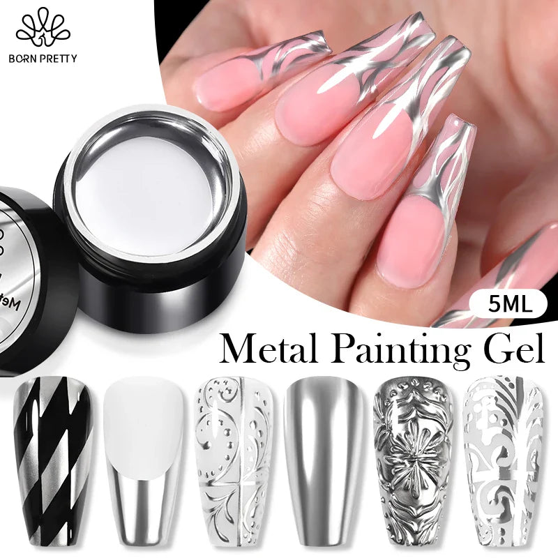 Born Pretty 5ml Metallic Silver Gel Polish-1