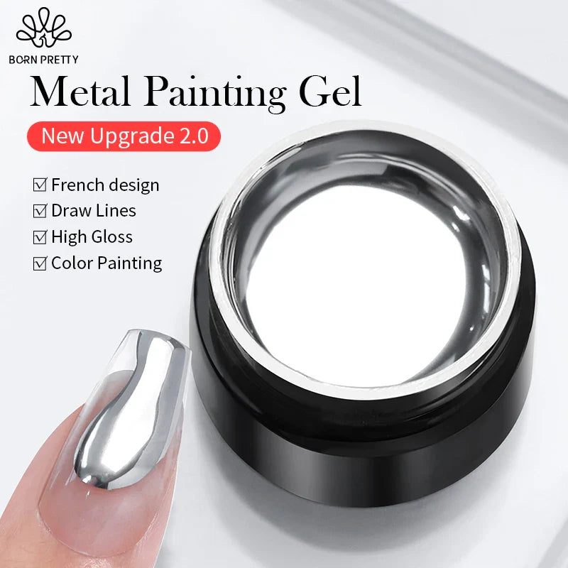 Born Pretty 5ml Metallic Silver Gel Polish-5