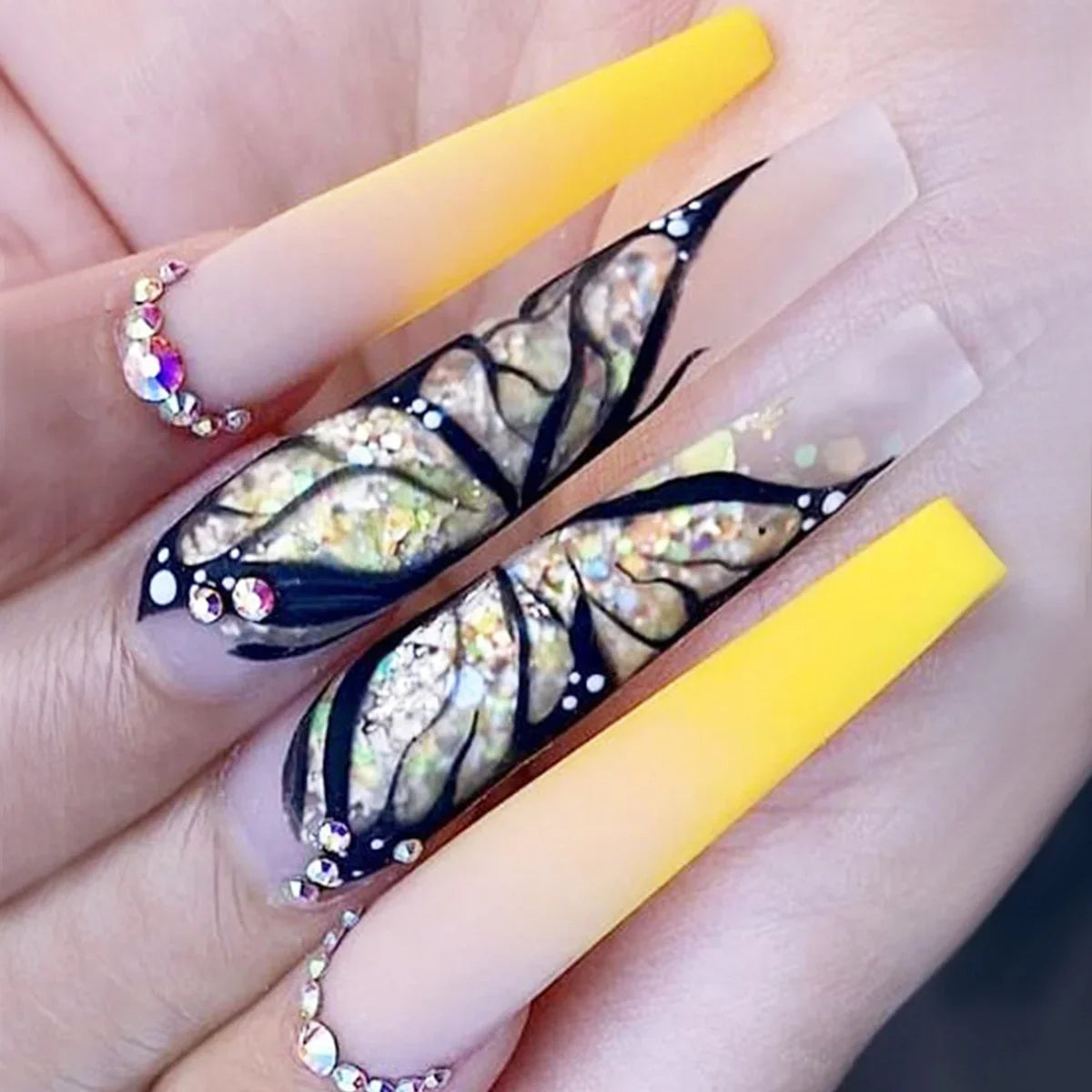 Broken Diamond Green Butterfly T-shaped Nail Art Kit-2