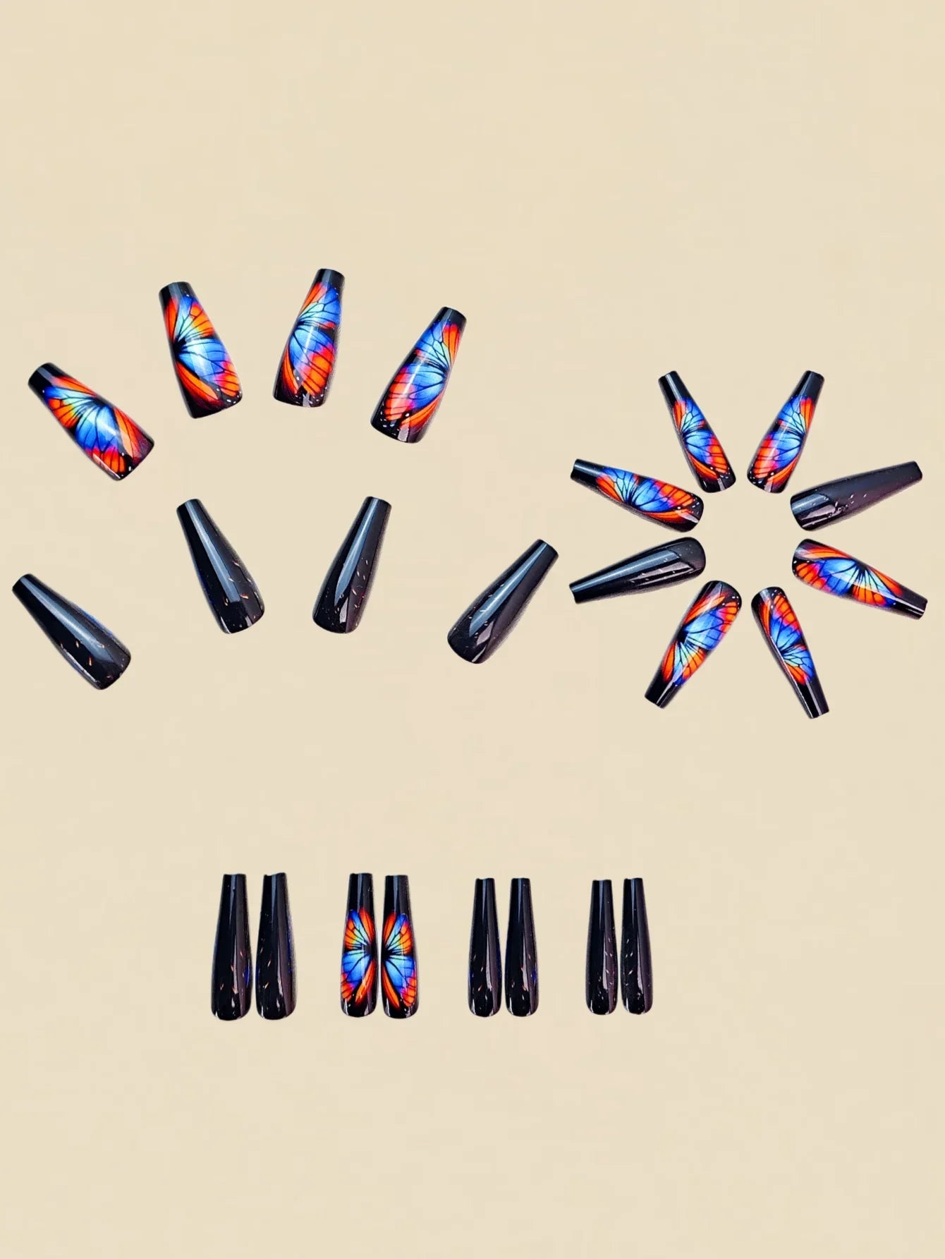 Butterfly Pattern Press-On Nail Stickers-1