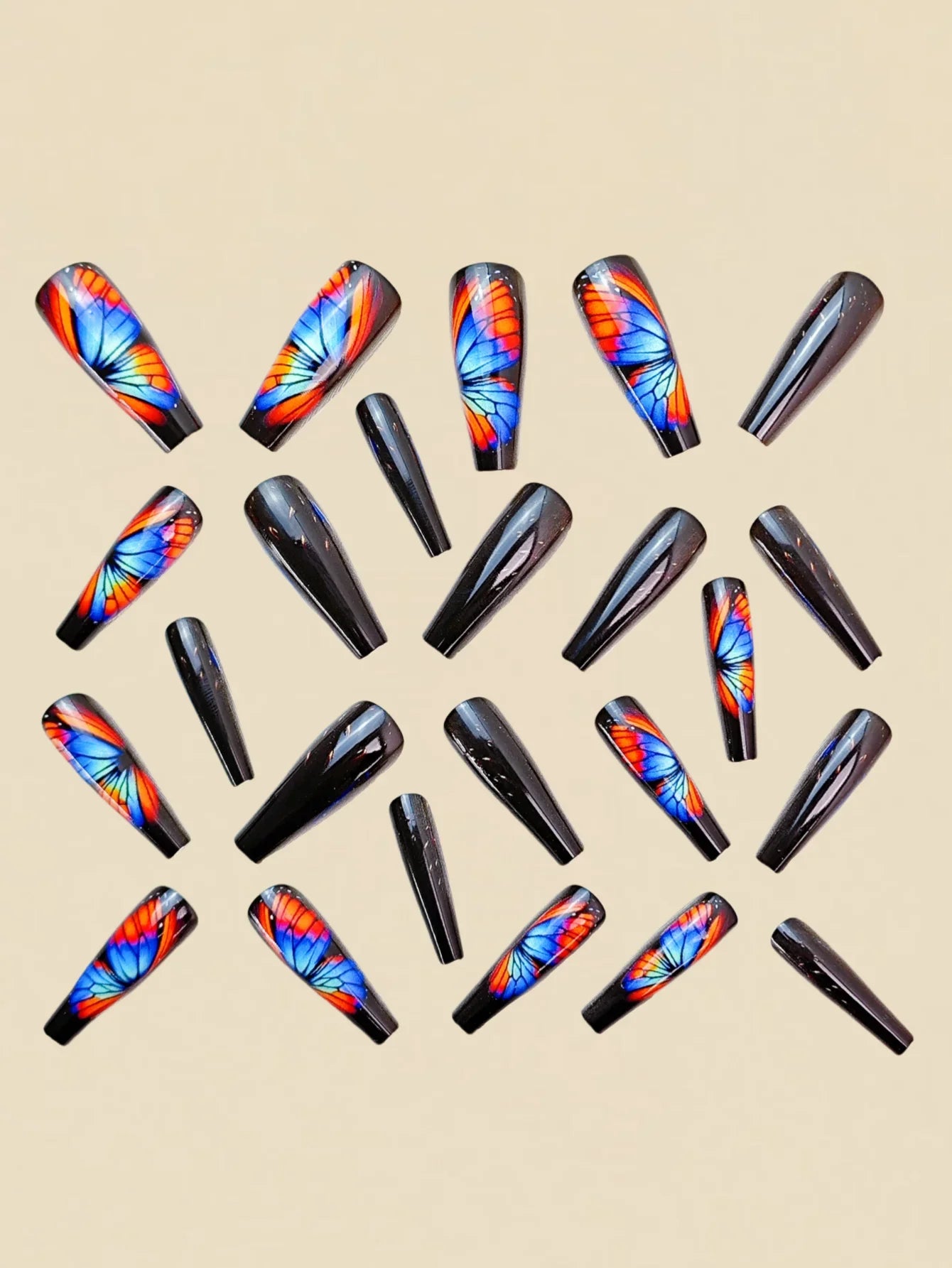 Butterfly Pattern Press-On Nail Stickers-2