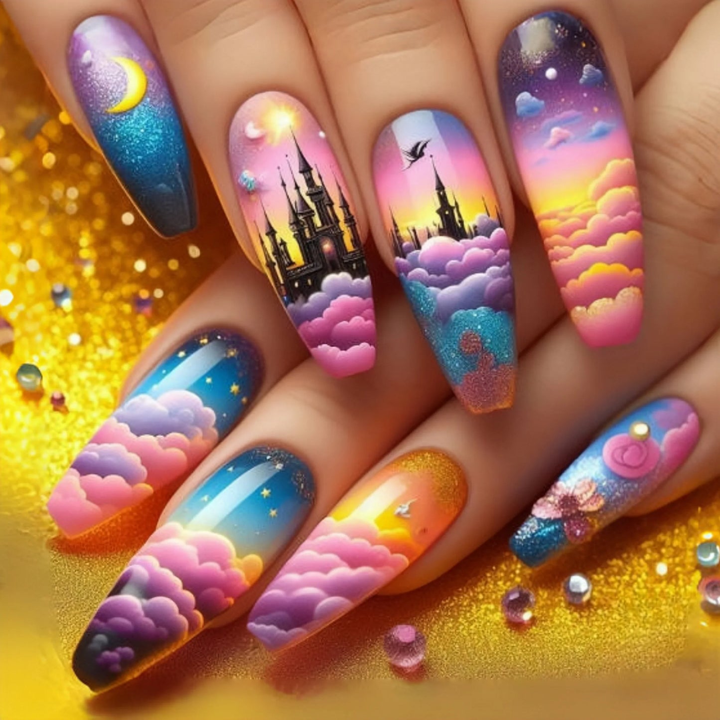 Butterfly Pattern Press-On Nail Stickers-11