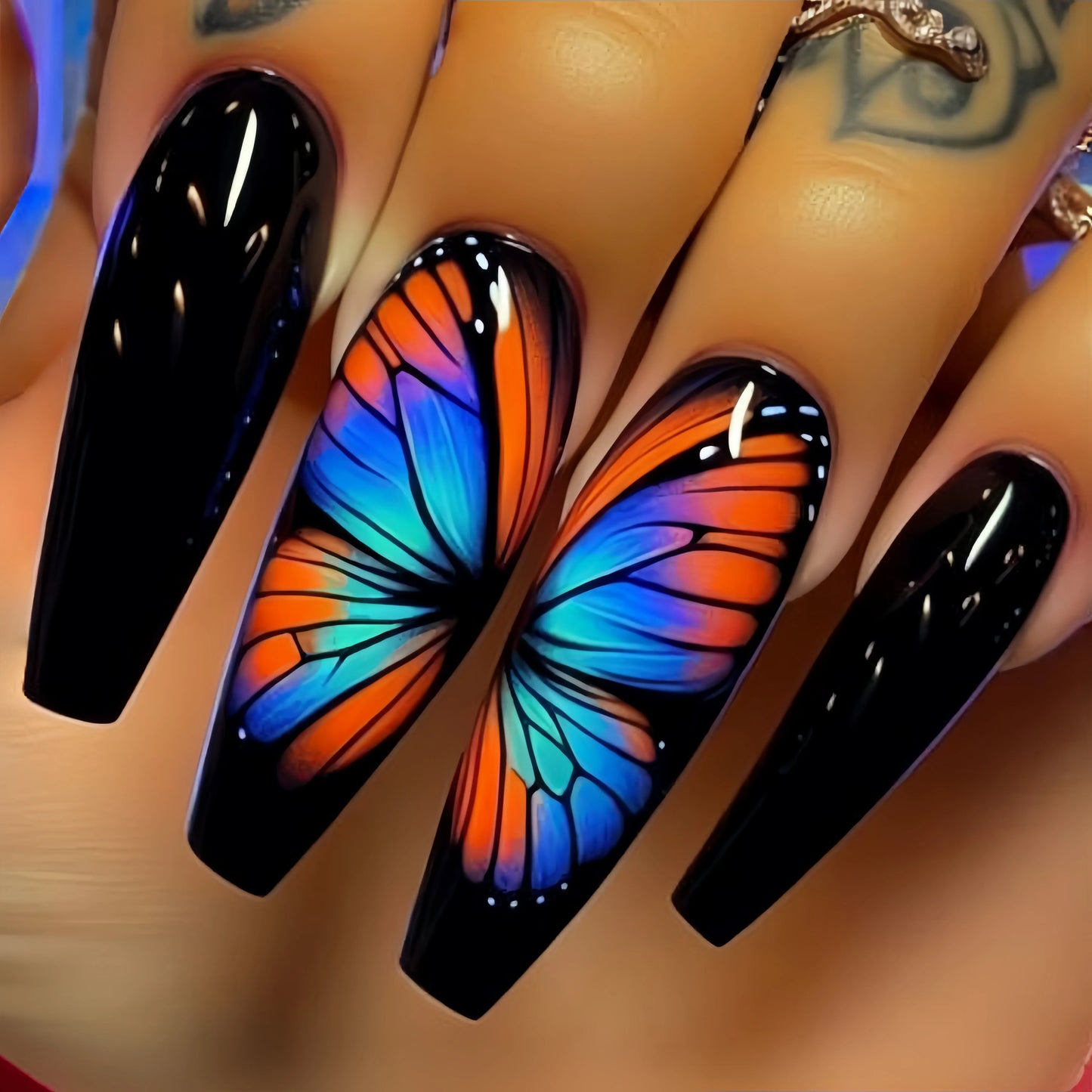 Butterfly Pattern Press-On Nail Stickers-16