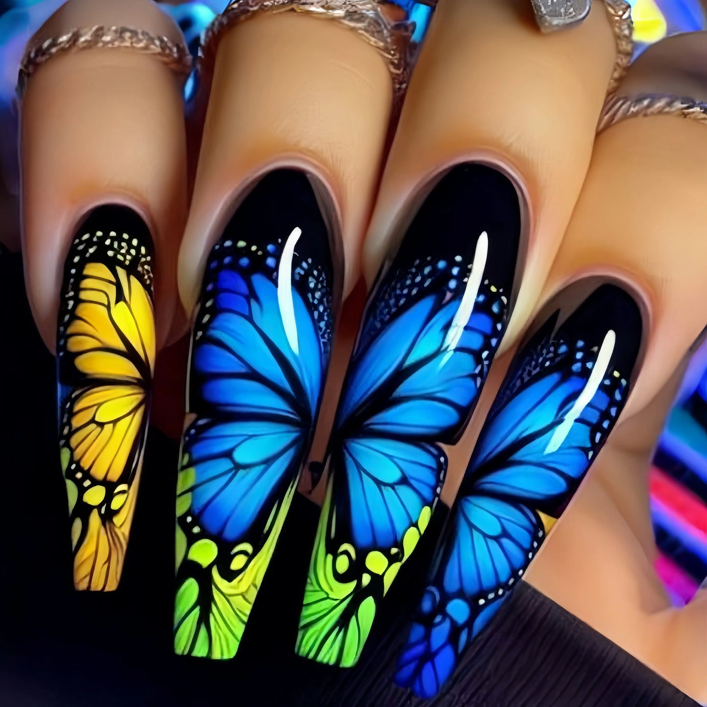 Butterfly Pattern Press-On Nail Stickers-21