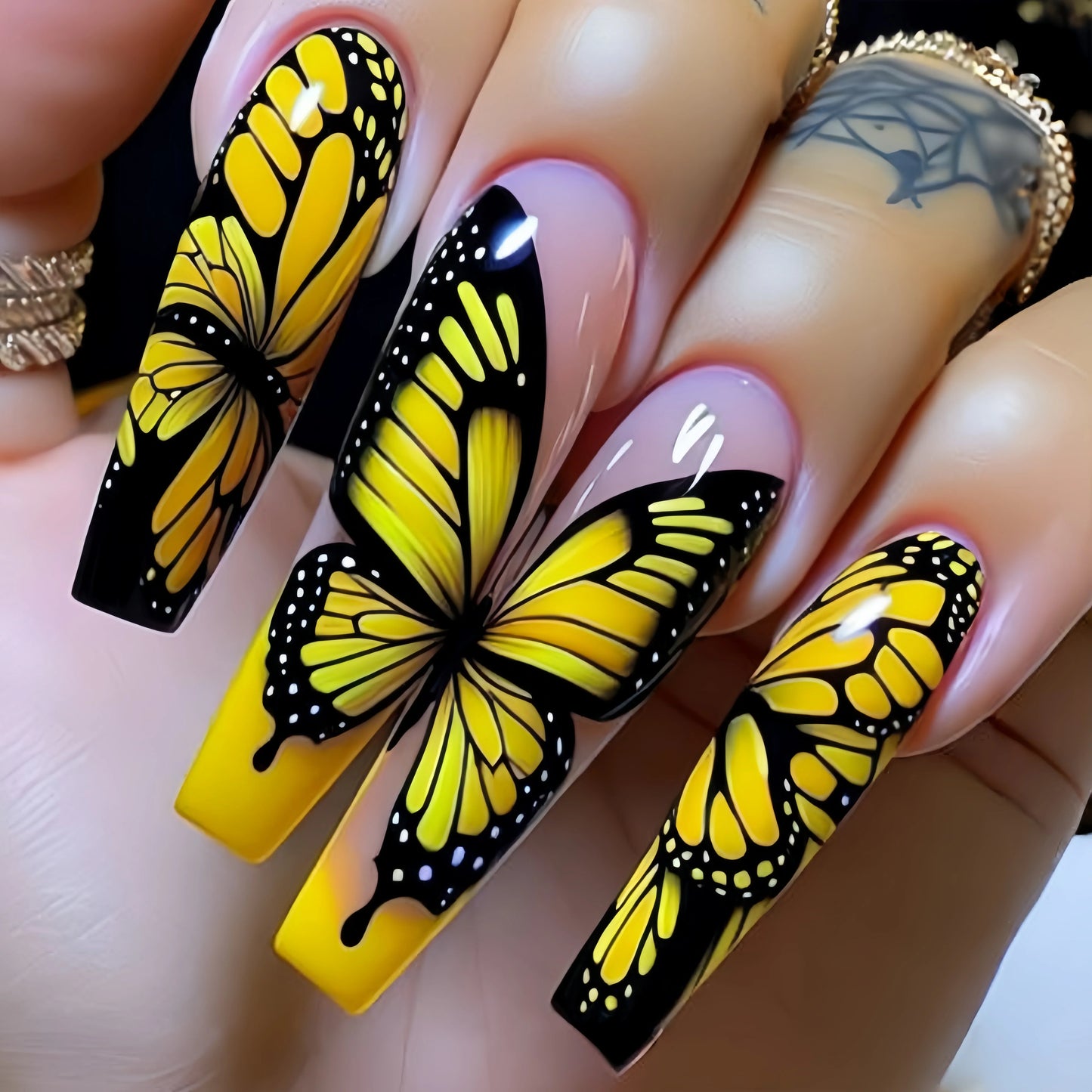 Butterfly Pattern Press-On Nail Stickers-9