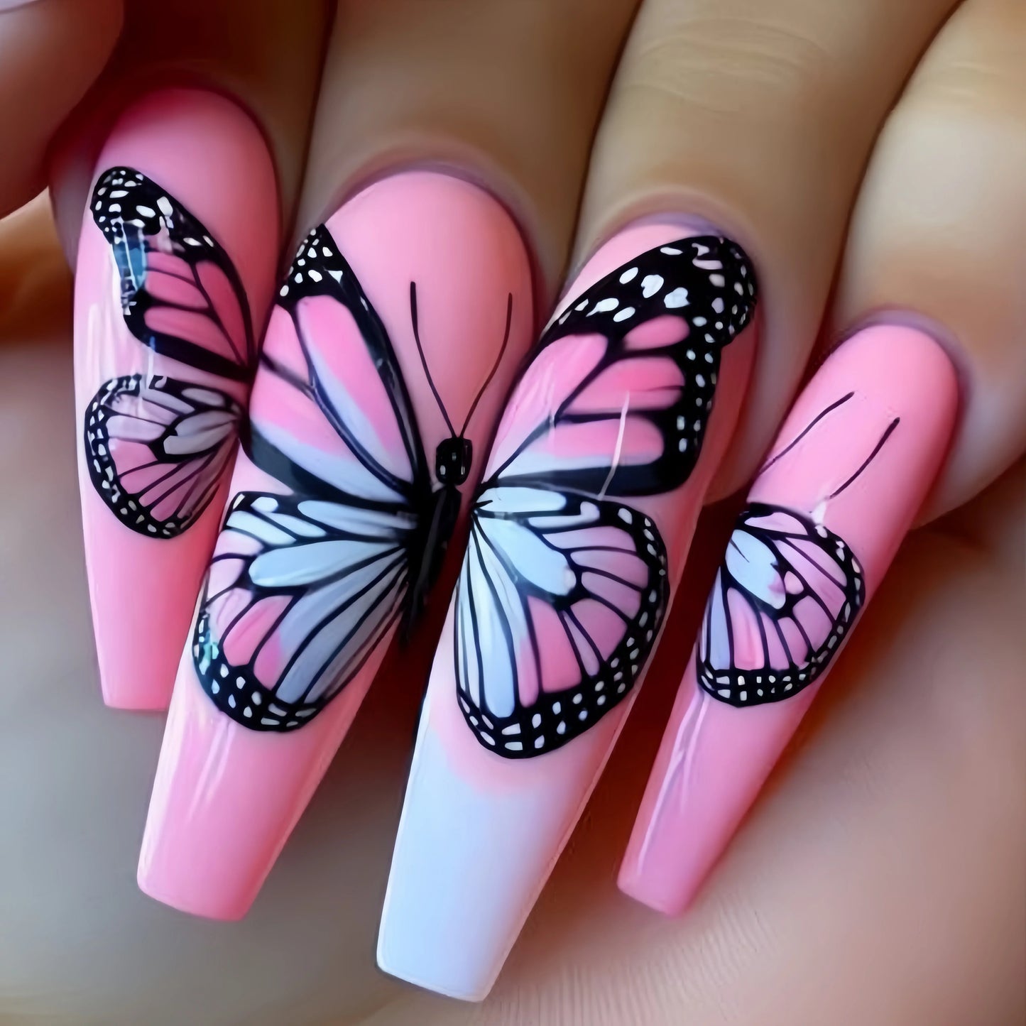 Butterfly Pattern Press-On Nail Stickers-10