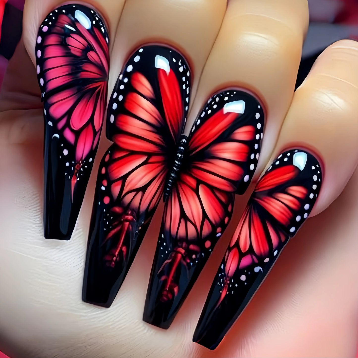 Butterfly Pattern Press-On Nail Stickers-20