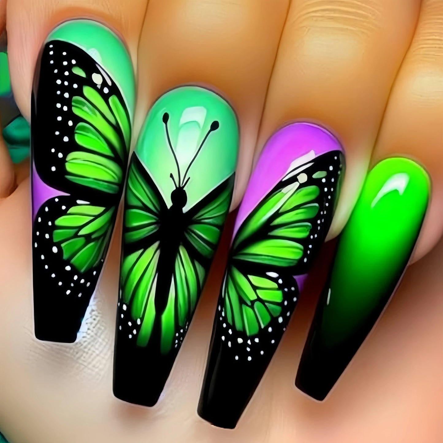 Butterfly Pattern Press-On Nail Stickers-23