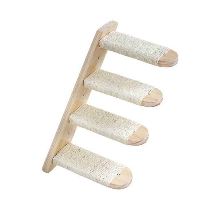 Cat Activity Center with Solid Wood Sisal Scratching Posts and Hammock-5