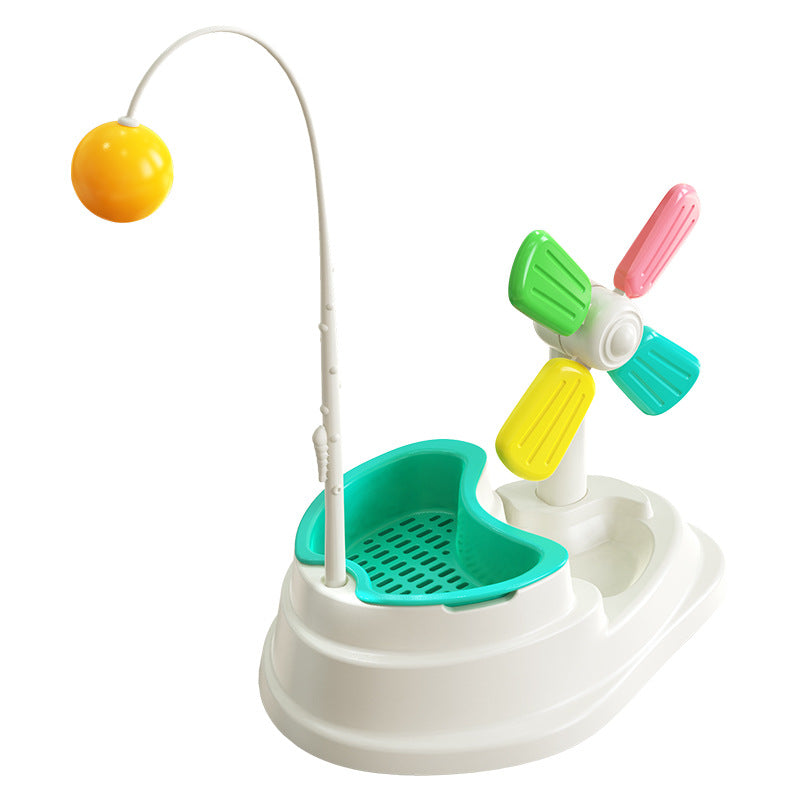 Cat Windmill Interactive Toy with Grass Box-4