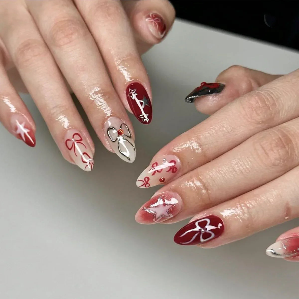 Charming Strawberry Almond Press-On Nails-2
