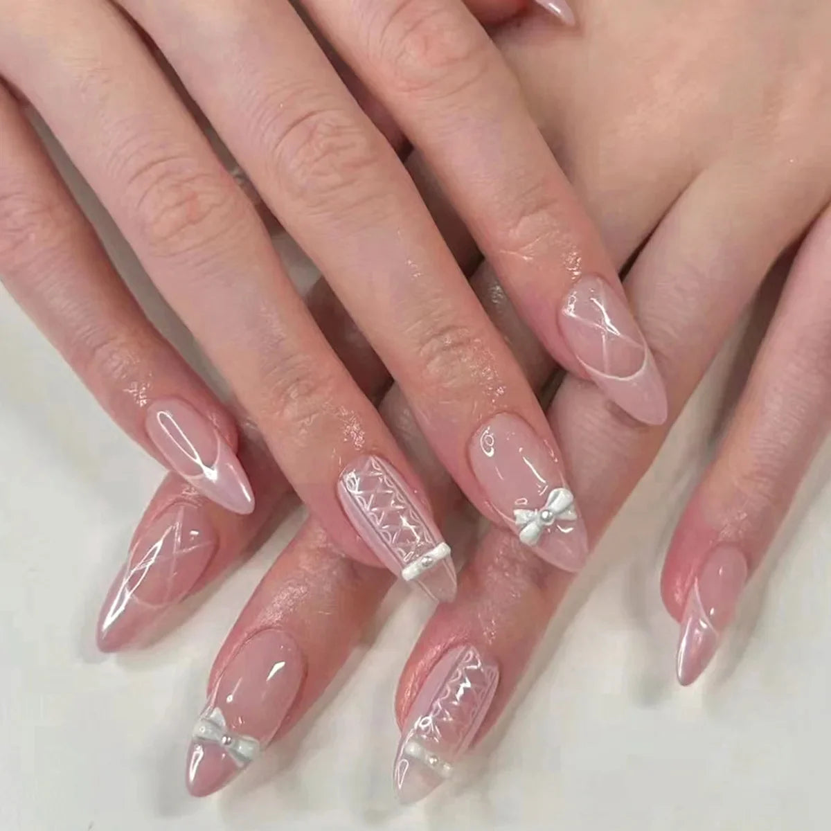 Charming Strawberry Almond Press-On Nails-3