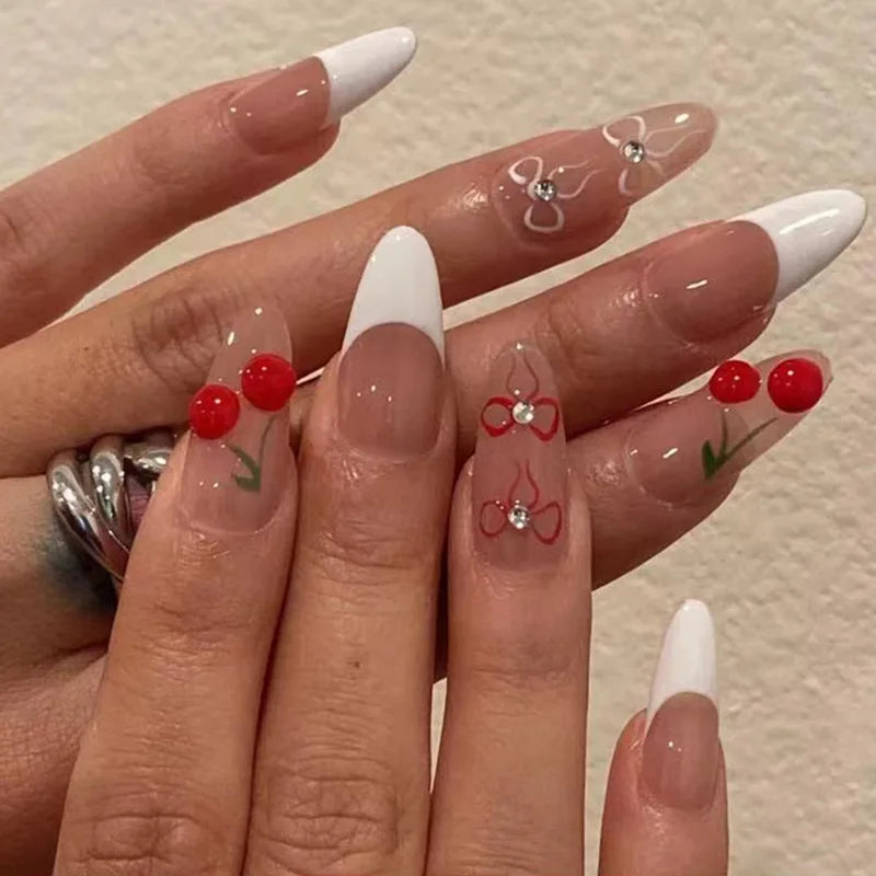 Charming Strawberry Almond Press-On Nails-4