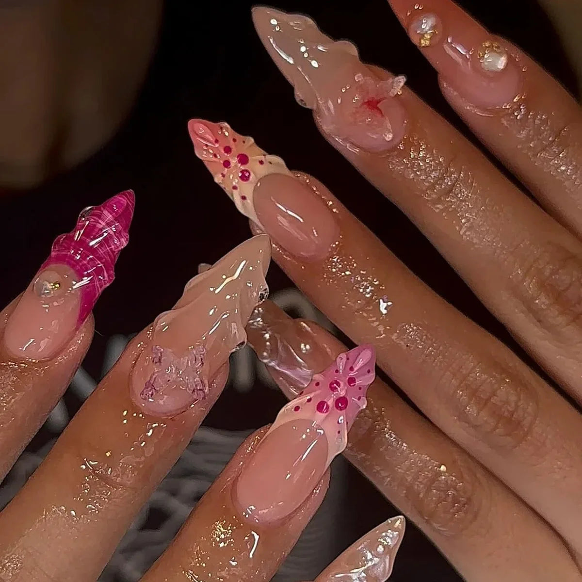 Charming Strawberry Almond Press-On Nails-16