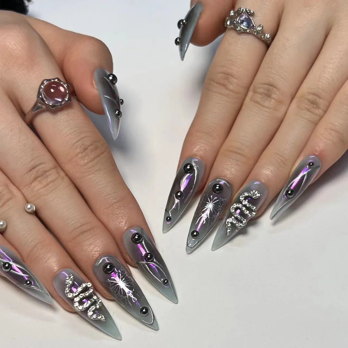 Chic Black Butterfly Nail Set-5