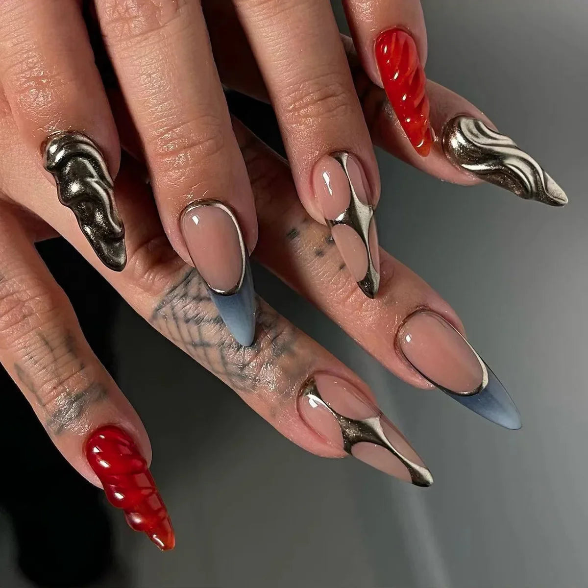 Chic Black Butterfly Nail Set-8