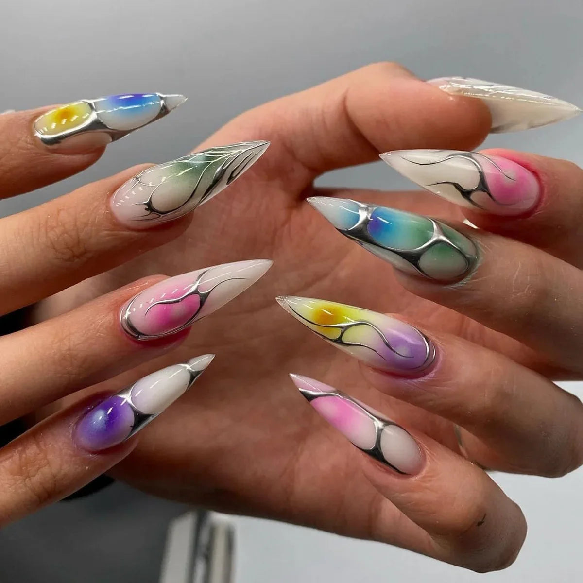 Chic Black Butterfly Nail Set-24