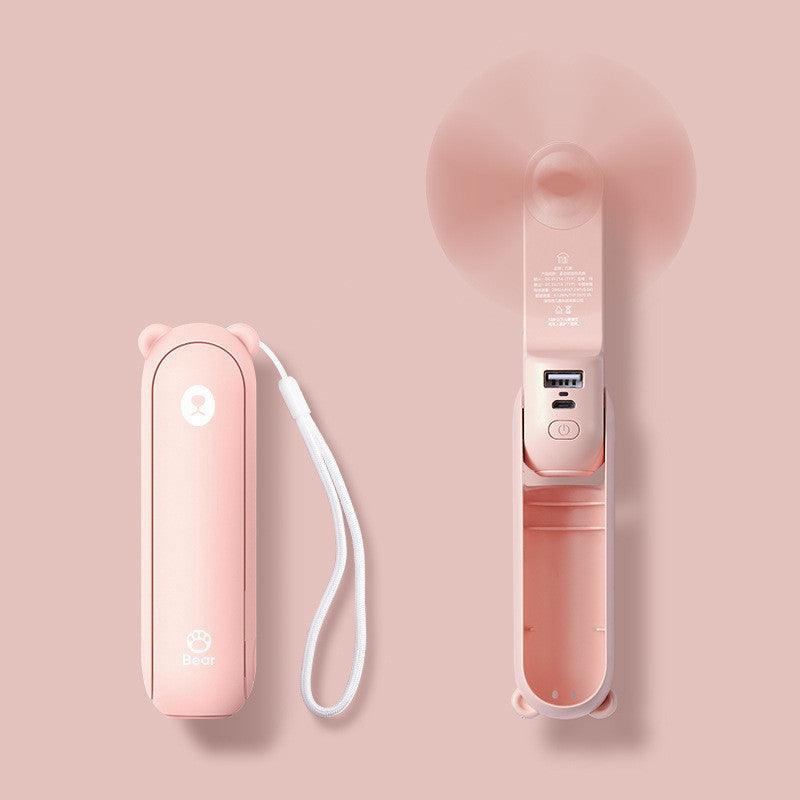 Cool Breeze Companion: Portable Fan with Power Bank Power!-1