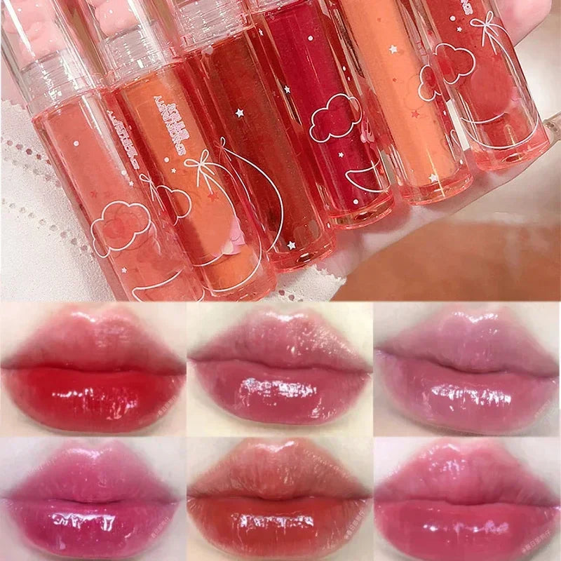 Cute Pink Bear Water Light Lip Gloss Lasting Crystal Shine-1