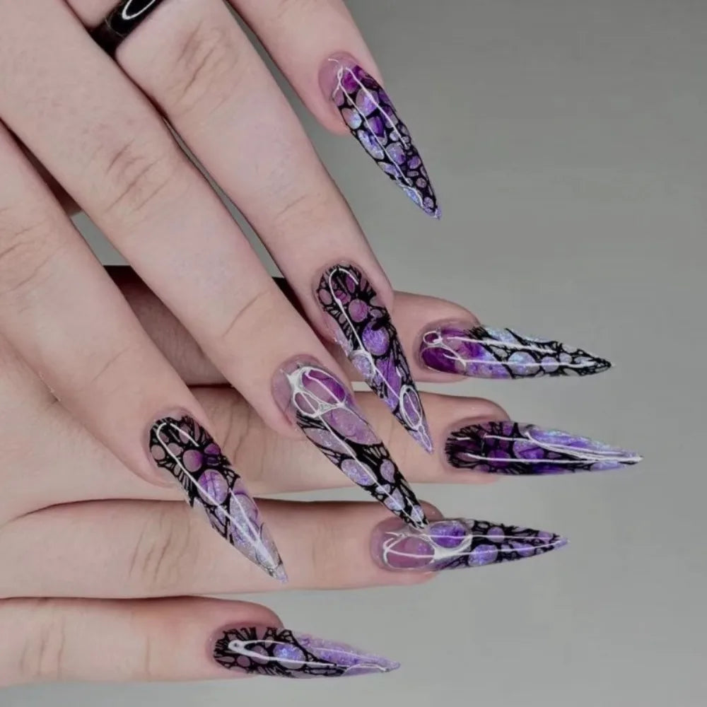 Diamond-Studded Almond Press-On Nails-1