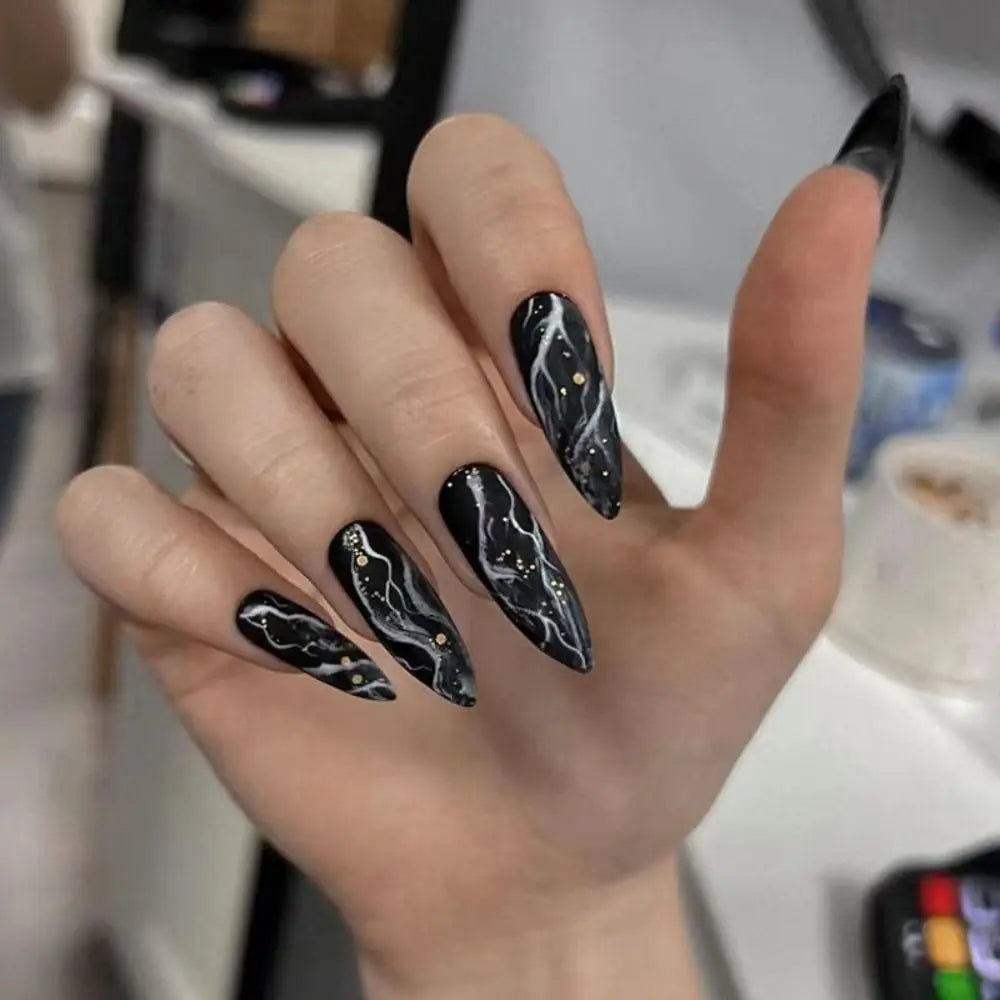 Diamond-Studded Almond Press-On Nails-13
