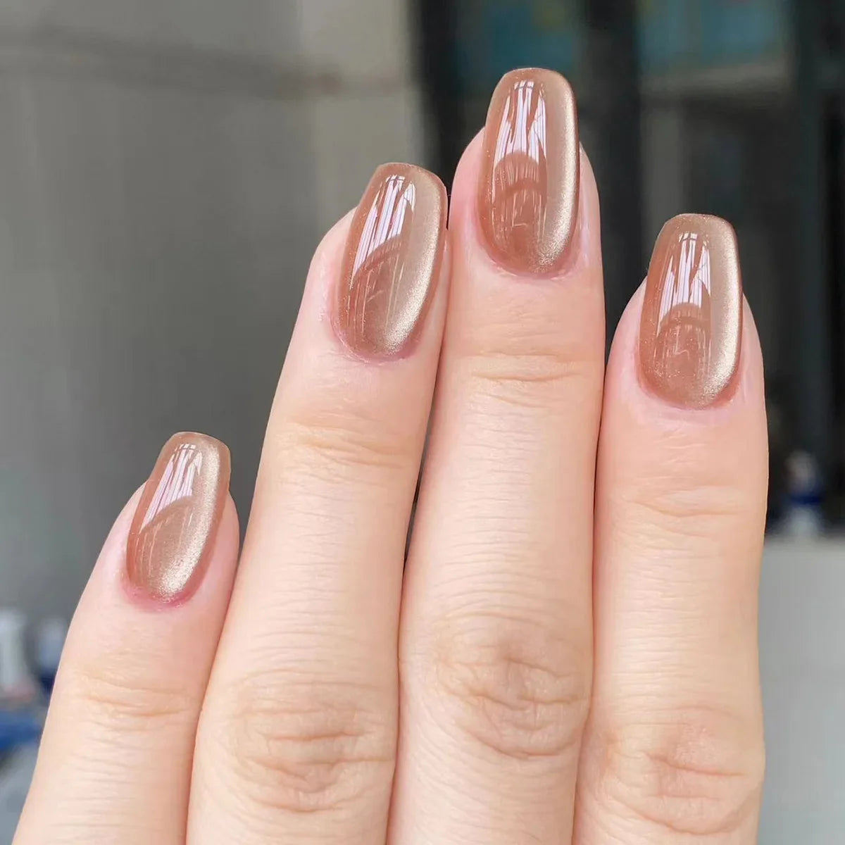 Gradient White Fake Nail Short Square Ballet Simple False Nails-28