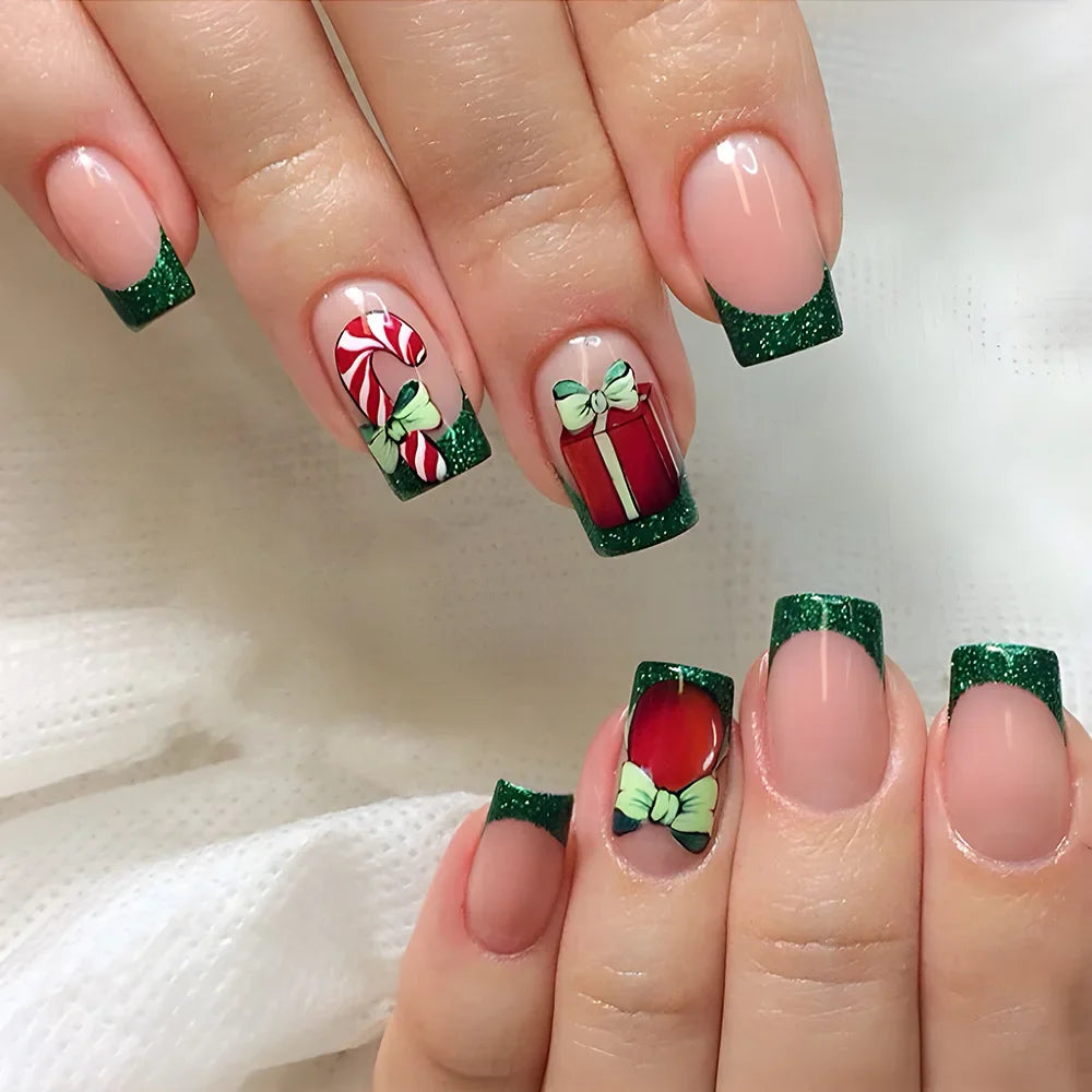 Holiday Glam Green Deer Nail Set-1