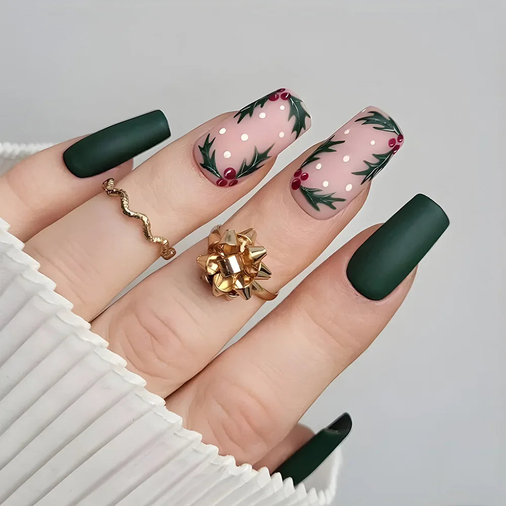 Holiday Glam Green Deer Nail Set-2