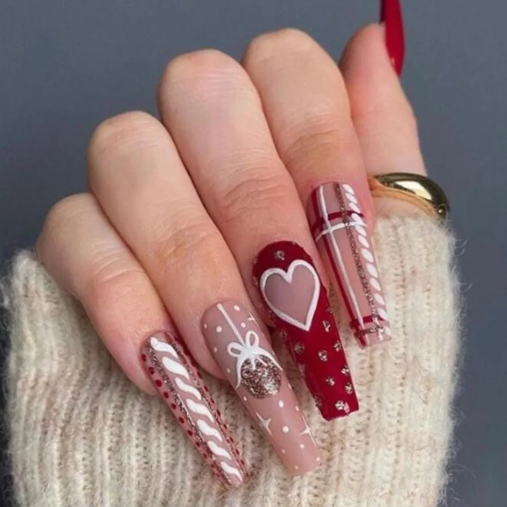 Holiday Glam Green Deer Nail Set-7