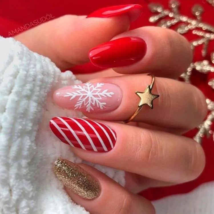 Holiday Glam Green Deer Nail Set-8