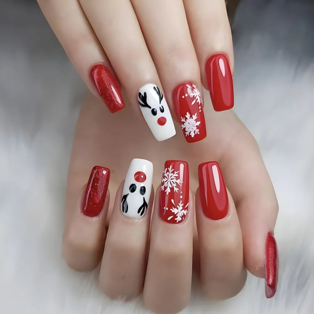 Holiday Glam Green Deer Nail Set-10