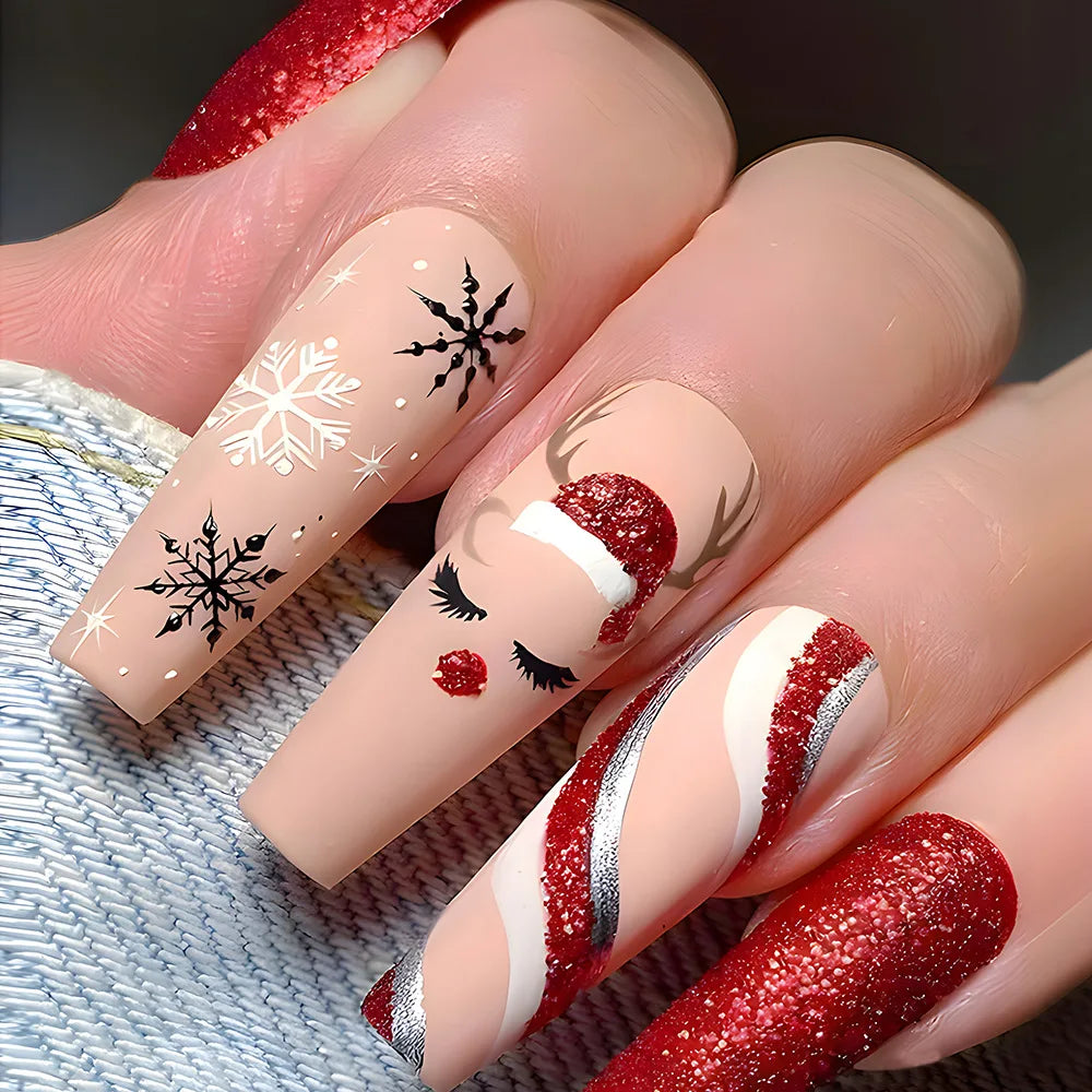Holiday Glam Green Deer Nail Set-20